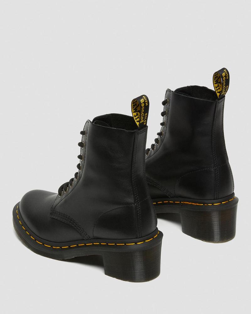 Women's Dr Martens Clemency Leather Heeled Heeled Boots Black | AU 140EBC